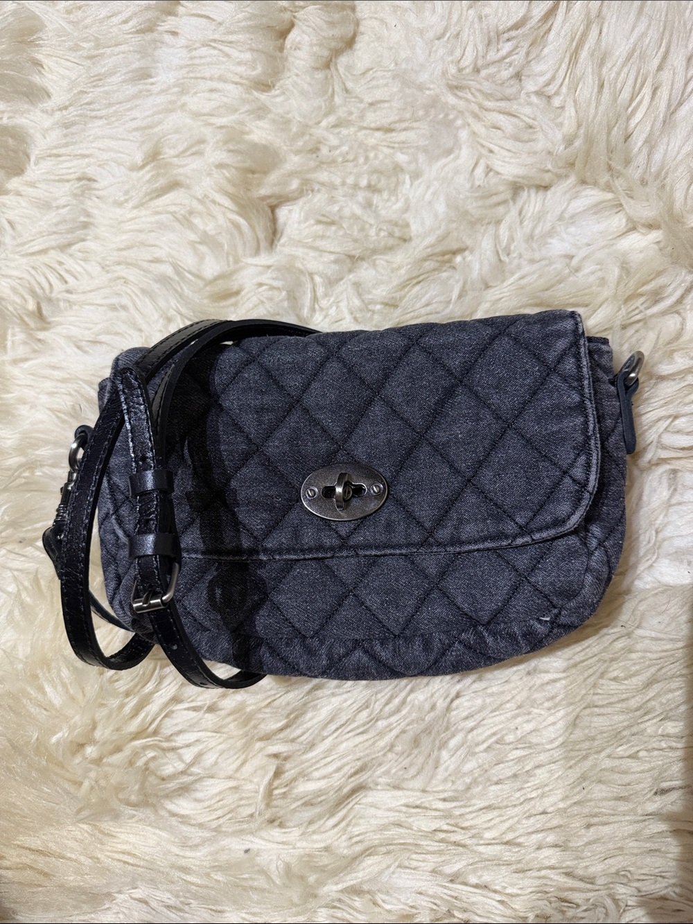 Patricia Nash Bonny Quilted Denim Crossbody Bag 10x6.5x3